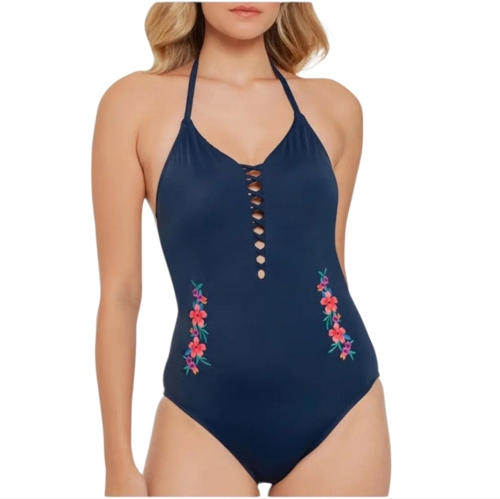 Women's Time & Tru Halter Style Swimsuit Sz Med 8-10